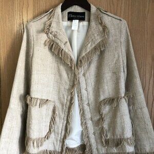 Vintage Mercedes New York Women’s Sz 4 Blazer Frayed Trim! Silk! Trending!